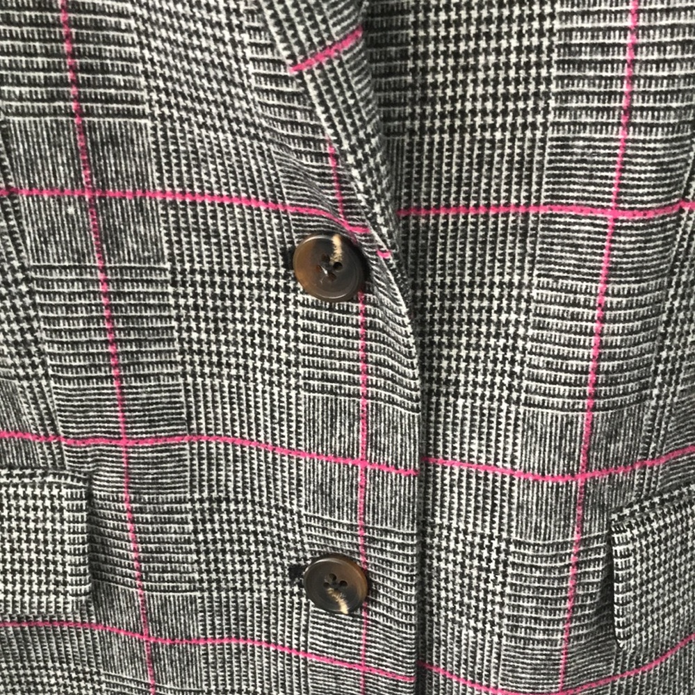 J Crew Glen Plaid Topcoat Wool Black Ivory Plum Size 4 - Picture 10 of 16